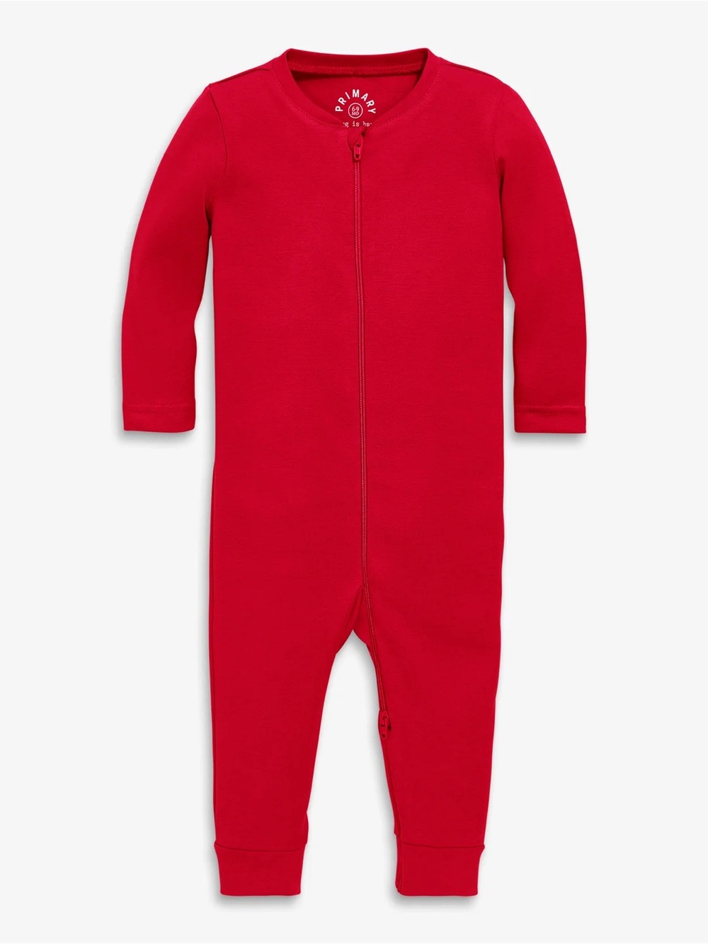 Primary The Baby Organic Cotton Zip Sleep Romper - Cherry Red - Size 18-24M